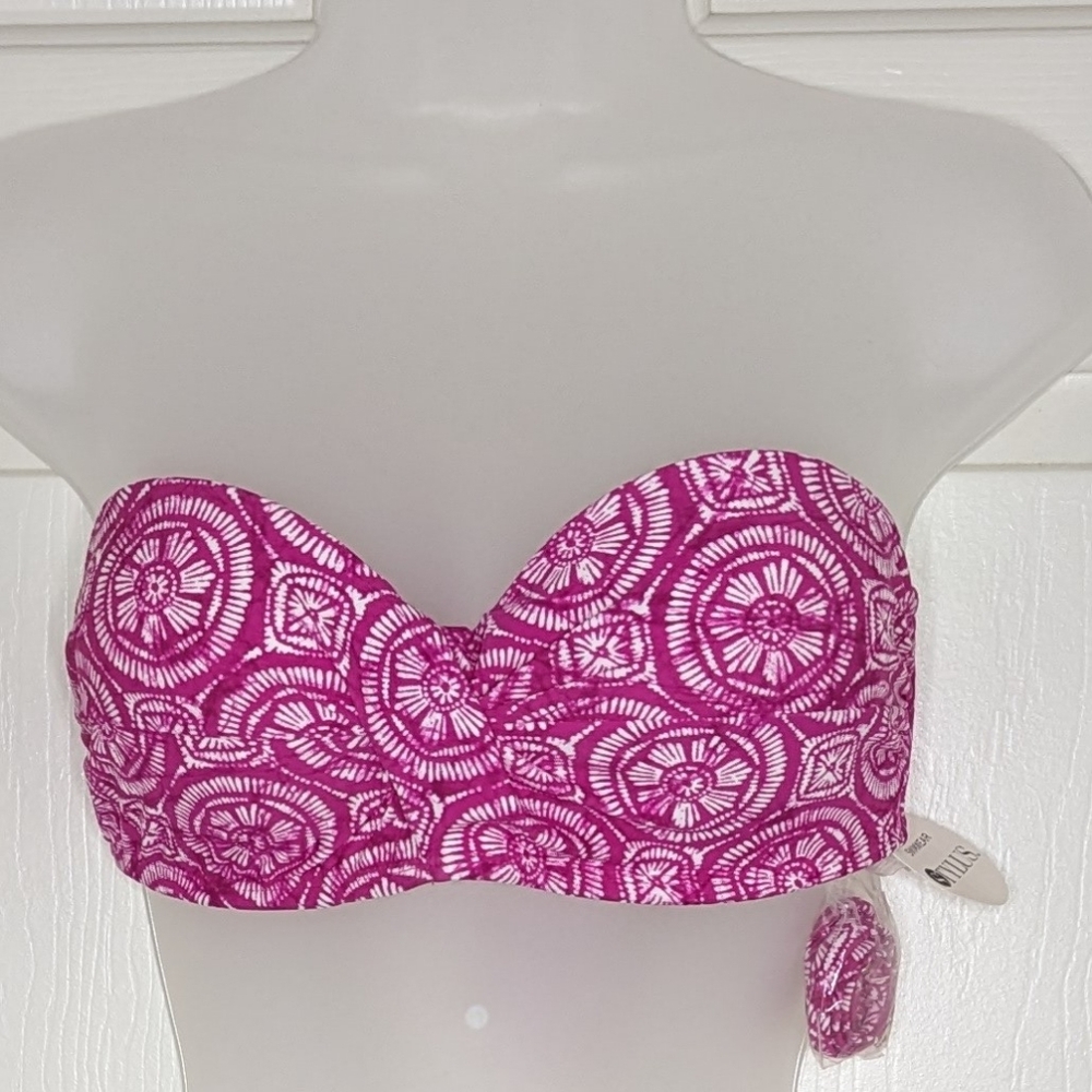 Stylus Swim Top Push Up Pink/White Removeable Strap Size‎ S NWT
